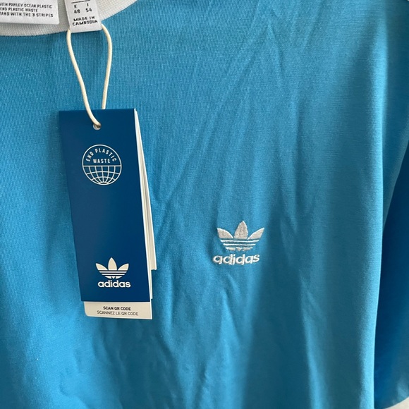 ADICOLOR CLASSIC TRACEABLE NWT AUTHENTIC APP SKY RUSH COLOR SHORT SLEEVES TOP - Picture 12 of 16